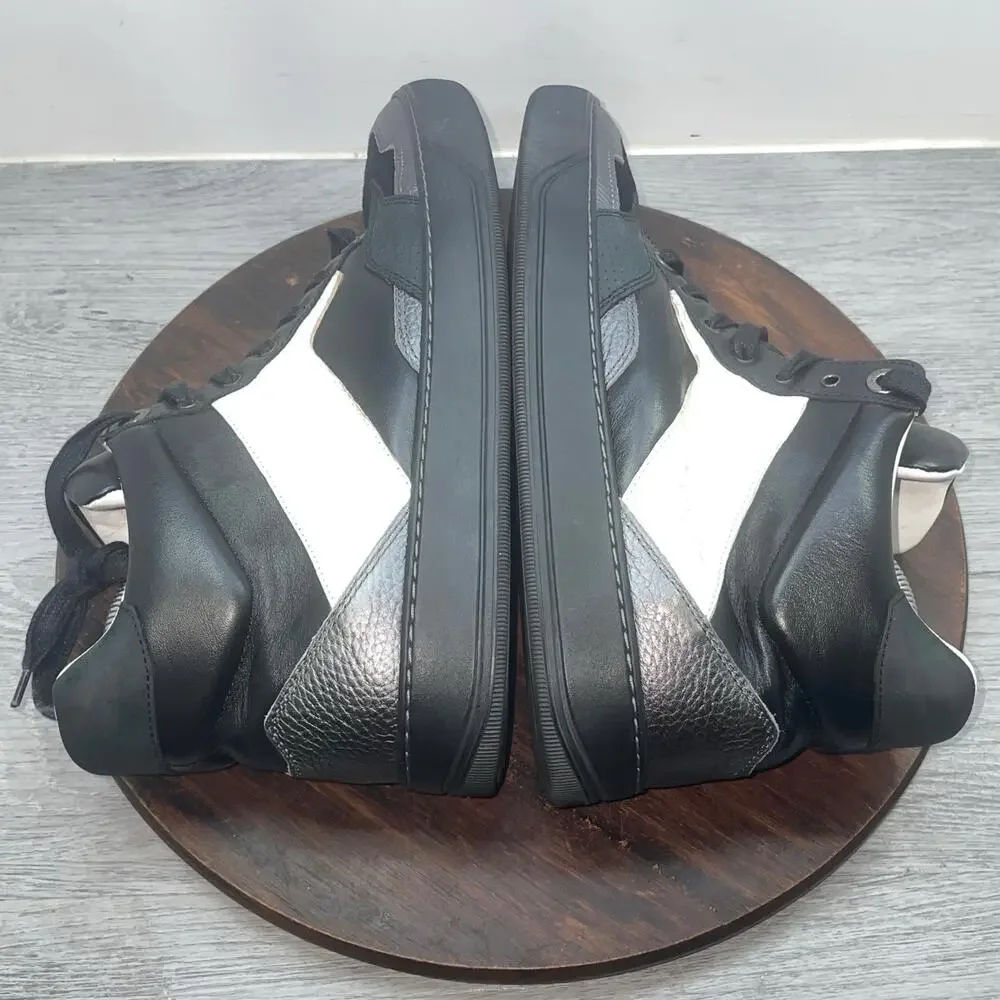 LANVIN Lace-Up Mid Top Black Leather Mix Materia Sneakers Men's Size 7 Shoes